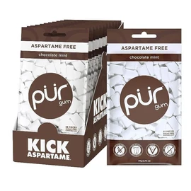 PUR Xylitol Chewing Gum CHOCOLATE MINT (55 Pieces, 12 Pack) Sugarless Vegan Pure