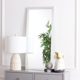 SAFAVIEH Home Collection Pravina Silver 18 x 40-inch Rectangle Decorative Accent Wall Mirror for Bedroom Living Room Bathroom Entryway