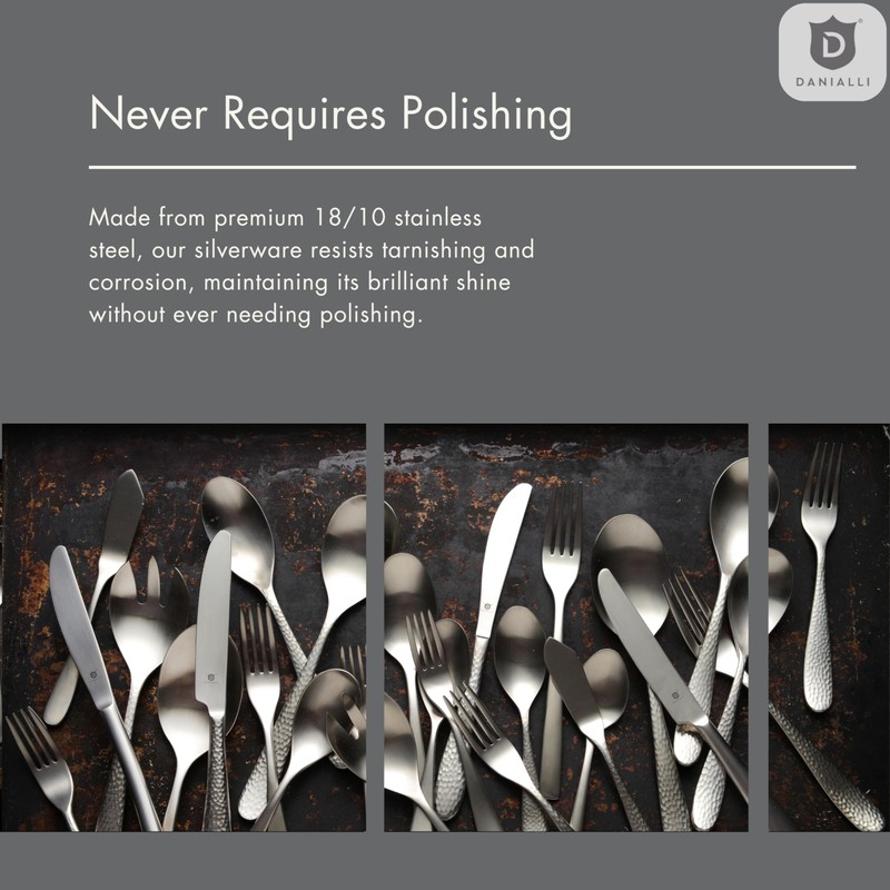 Danialli Hammered Silverware Set | Premium 18/10 Stainless Steel Flatware