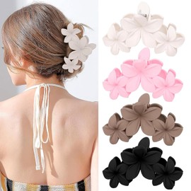 4PCS Matte Hair Clips Thick Thin Curly Straight Long Hair Non-Slip Square Large Hair Claw Clips Strong Hold Medium Hair Grippers for Women