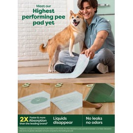Earth Rated Max Absorbency Puppy Pee Pads for Dogs Absorbs 2X Faster & 2X More, Leak-Proof Odor-Free Potty Training Wee Wee Pad, Unscented, Large, 22” x 23”, 40 Count