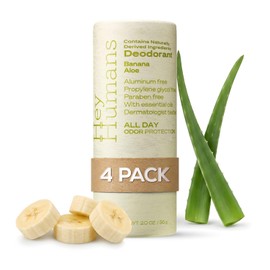 HEY HUMANS Desodorante Hey Humans Sin Aluminio Para Mujeres Y Hombres Con Ingredientes De Origen Natural Control Del Olor Durante Todo El Día Aceites Esenciales Refrescantes Plátano Y Aloe