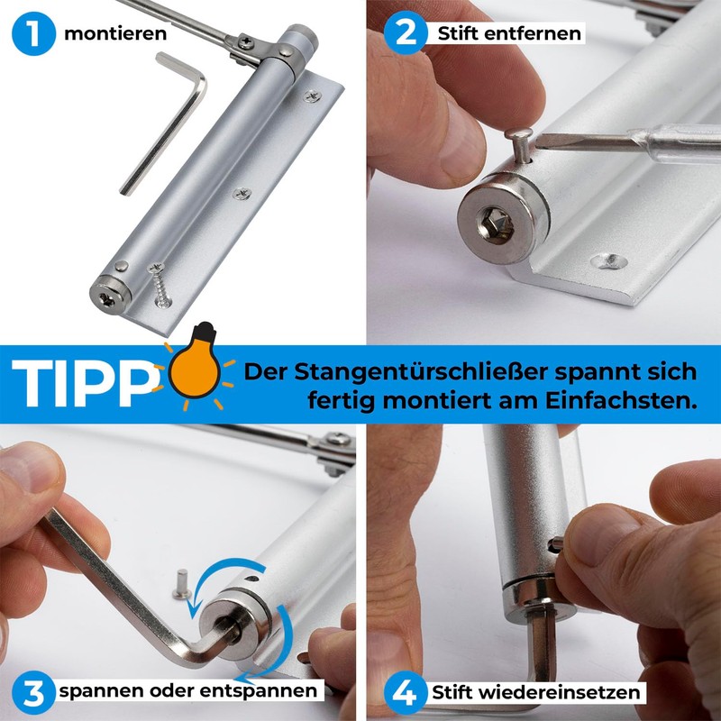 Bolt Door Lock, Automatic Spring, Universal, silver