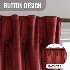 BRIGHTSHEER Red Velvet Curtains 2 Panels, Room Darkening Rod Pocket Insulated Curtains for Bedroom, Living Room, Luxury Room Darkening Window Treatments Drapes, W52 x L63 inches