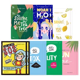 FACETORY K Beauty Face Mask Skin Care - BEST OF 7 COLLECTION Sheet Mask Set (14 pc) | Natural Premium Korean Face Mask For All Skin Types - No Sulfates No Parabens