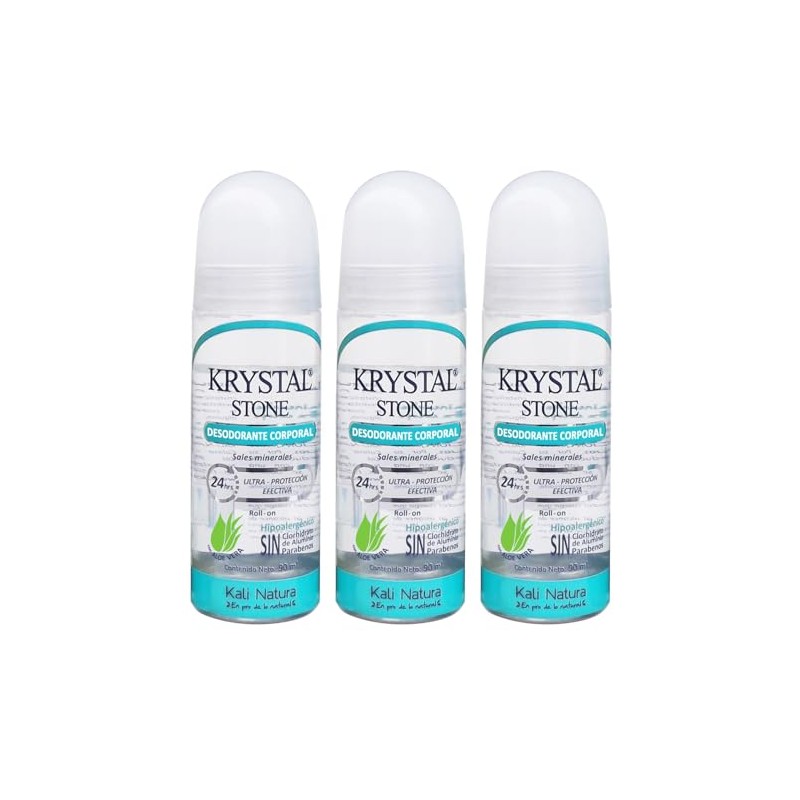 Krystal Stone Desodorante Neutro Roll on 90ml 3 pack