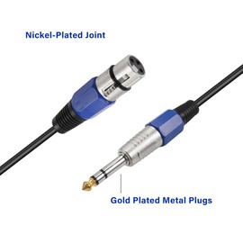PNGKNYOCN 1/4" to XLR Cable,XLR 3 Pin Female to 6.35mm TRS Male Balanced Microphone Cable for Microphone, Mixer, Speaker（0.3M/1FT）