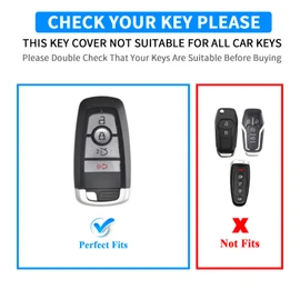 QBUC for Ford Key Fob Cover,Leather Key Shells Compatible with Ford Explorer Bronco Escape Expedition Edge F150 Fusion Mustang Ranger Lincoln (Brown, 4 Buttons)