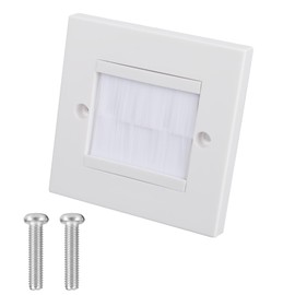 Cable Brush Wall Plate White Single Plug Socket Covers Brush Outlet Single Gang Tidy Mount Face Plate Cable Pass Through Insert for Wires Cables Entry Hole Cover Wall Mount Panel