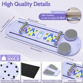 Pilates Reformer Set, Pilates Board, Multi-Purpose Foldable Pilate Reformer Board for Home, 6 in 1 Pilate Sliding Board for Women and Men (Purple, 38.6 x 12 in)