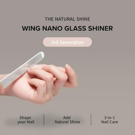 Wing Glass Nail File and Buffer – Nano Glass Nail Shiner, Professional Manicure Tool for Natural Glossy Finish, Washable & Reusable, 5 Colors, 5 Inch 