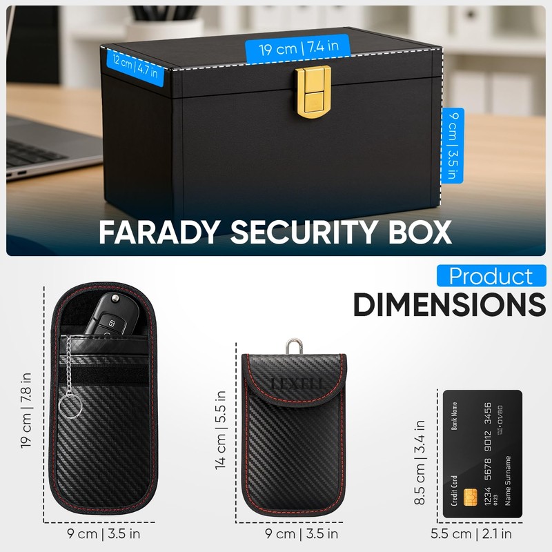 PRO-TECH Faraday Box for Car Keys with Pouches - Premium