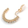 25mm D/AB Crystal Half Hoop Clip On Earrings/Gold Tone/Small