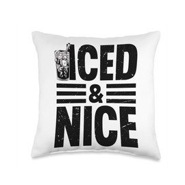 Iced and Nice Cold Brew Coffee Quote Iced Coffee Latte Throw Pillow