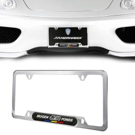 Mugen X1 Mugen Chrome Stainless Steel License Plate Frame Carbon Fiber Emblem