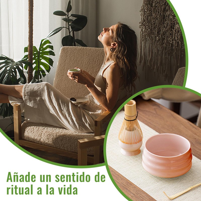 CHEHILL Juego de 5 Batidor de Matcha y Tazón, Kit