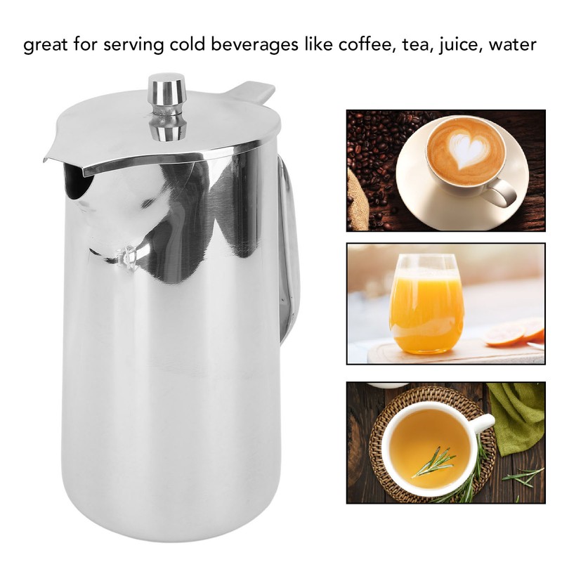 Stainless Steel Teapot 2L Water Pitcher with Ergonomic Handle Juice