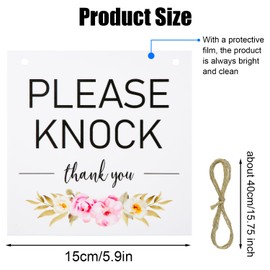 1 Pack 6x6 Inch Do Not Disturb Door Hanger Sign, Double Sided Please Knock Sign Privacy Meeting Session Sign Acrylic Hanging Plaque for Business Offices Home Decoration