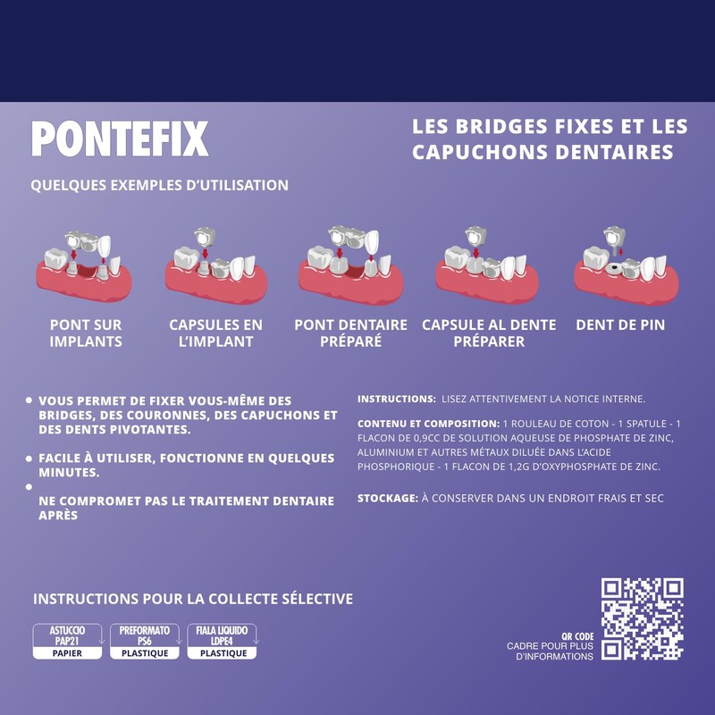 Pontefix - Cement fixes bridges, tooth capsules and pivoting teeth