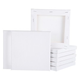 sourcing map 8 Pcs Stretched Canvas for Painting, 6 x 6 Inch Blank Artist Boards 4/5 Inch Profile Cotton Canvas Panels for Beginners Professionals,White