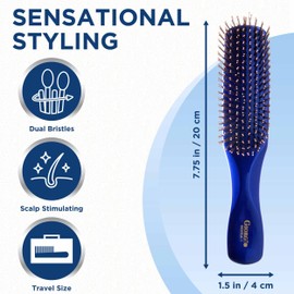 Giorgio Gentle Detangler Brush for Men - Dual Bristle Lengths for Thick and Fine Hair, Scalp Massager, Travel-Friendly, for All Hair Types Wet or Dry