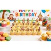 24PCS Curious Monkey Cupcake Toppers, Cartoon Party Decorations, Theme Celebrations
