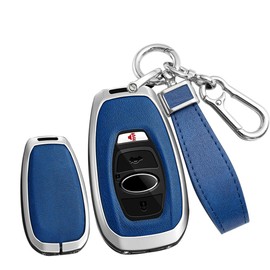 TECART Remote Control Key Case Key Fob Fob Holder Cover Keyring Accessories fit for Subaru BRZ Forester Impreza STi WRX XV Crosstrek Legacy Outback 3/4 Buttons Protector Key Cover Silvery-Blue