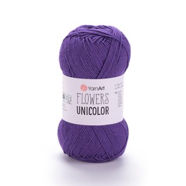 YarnArt Flowers Unicolor – 55% Cotton, 45% Acrylic – Fingering Weight Yarn – 50g (1.76 oz), 218 yds – Ideal for Knitting & Crochet – Soft, Solid Color Skein for Summer Projects
