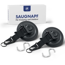 LAINFELD Suction Cup Hooks, Set of 2 with Lobster Clasp and Large Hooks, Extra Strong, for Camping, Car, Balcony, Suction Hooks