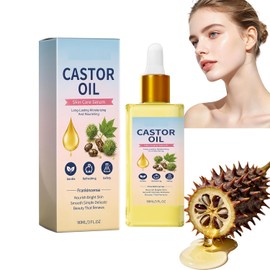 Suero facial de aceite de ricino, suero hidratante y nutritivo para el cuidado de la piel, sueros hidratantes antienvejecimiento, sueros de ricino orgánicos prensados en frío (1 UNIDADES)