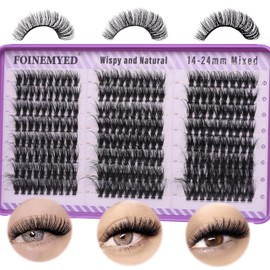 Natural Lash Clusters Wispy Lash Extension 30D+40D+50D Cluster Eyelash Extension 14-24mm Lashes Individual Eyelash Clusters D Curl DIY Lash Extension by FOINEMYED