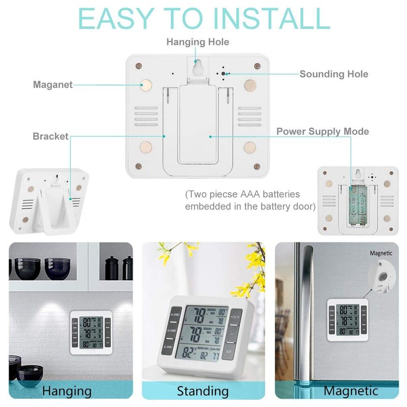 Suplong Wireless Thermometer Indoor Digital Temperature Sensor Fridge Thermometer Waterproof