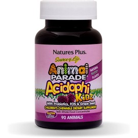 NaturesPlus Animal Parade Source of Life Acidophikidz Childrens Chewables - 90 Animal Shaped Tablets - Natural Berry Flavor - Vegetarian, Gluten-Free - 90 Servings