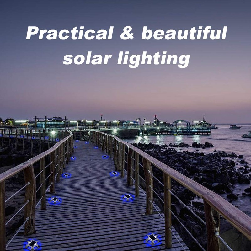 Solar Dock Lights Driveway Deck Lights,VOLISUN 12-Pack Waterproof 1200mAh Wireless
