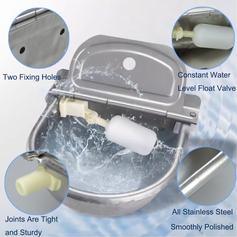 Automatic Dog Water Bowl Dispenser with Float Valve, 304 Stainless