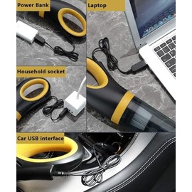 Aspiradoras de mano inalámbricas, filtro HEPA lavable, potencia de succión fuerte de 6000 Pa, motor de alta potencia de 120 W, funcionamiento con...  