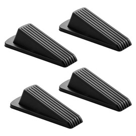 Door Stoppers, 4 Pack Premium Rubber Door Stoppers for Bottom of Door Security Rubber, Door Stopper Wedge for Carpet Heavy Duty Door.（Black