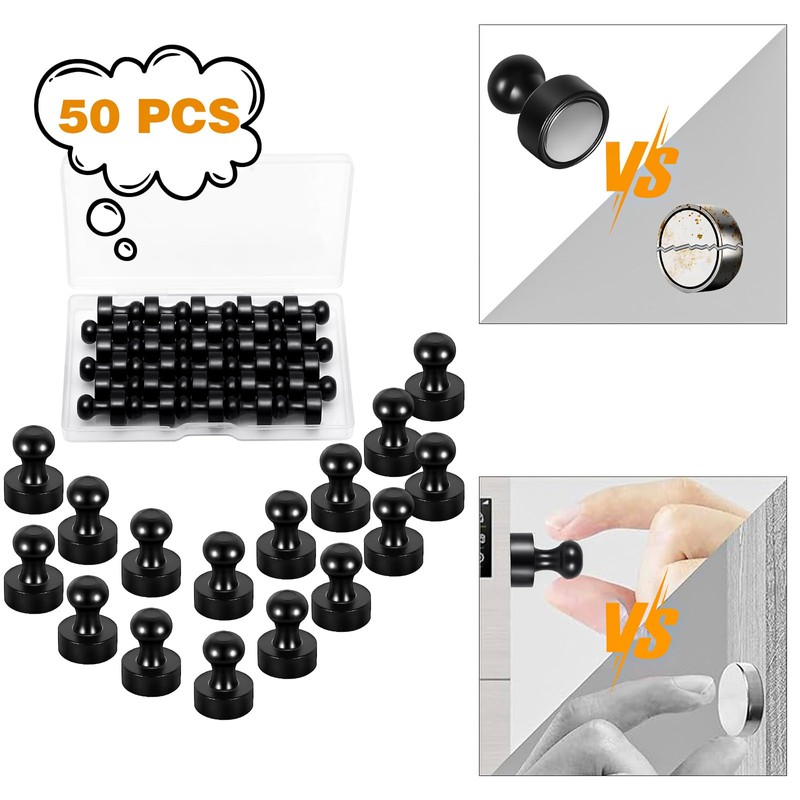 Omtofo Pack of 50 Strong Black Neodymium Magnets