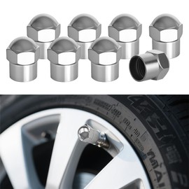 HQRNYP 8PCS Car Tire Valve Stem Cap, Valve Stem Covers, Hexagonal Vehicle Wheel Dust Caps with O Rubber Seal, Auto Exterior Tire Rims Nut Protection Accessories Universal for Mast Cars (Round Head)