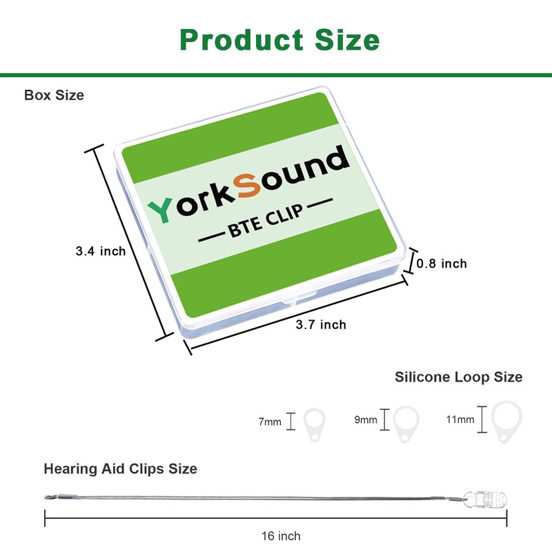 YorkSound Set of 4 Hearing Aid Clips, Adjustable Hearing Aid