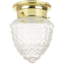Diodesy- One Light Ceiling Flush Mount Pineapple Glass Shade Fixture 3.5 Inch 18W Max GU24 Fluorescent 2700K Warm White 1250LM Clear Optic Polished Brass Lantern for Bedroom Living Room Bedside
