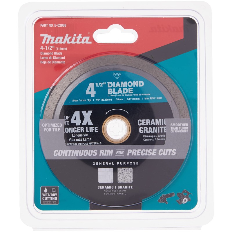 Makita E-02668 4-1/2" Diamond Blade, Continuous Rim, General Purpose