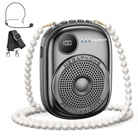 Portable Voice Amplifier Wired Microphone and Speaker,PA System Voice Amplifier with Mic Headset for Teachers,Speech,Tour Guides,Coaches,Yoga, Fitness Instructors Bluetooth 5.0 TF Card-Black