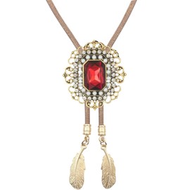 PEARLY JUN Bolo Krawatte Western-Cowboy für Herren und Damen, Bolo Tie Strass, Bling, Cowboy, Braunes Leder, Bolokrawatte, Landhausstil, Stringwear, Hemd, Weste, Western Accessoires Männer