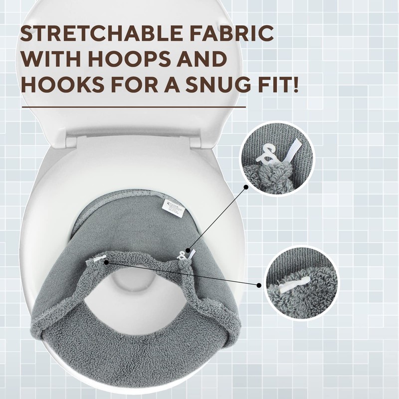 Soft Toilet Seat Cover - Plush, Thick Fabric Toilet Seat