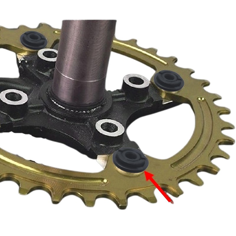 FregocS BIC-CRBS-15p_BLK Bicycle Chainwheel Chainring Bolts, Black, Spacer, Fine Adjustment,