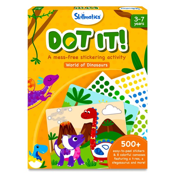 Skillmatics Art Activity - Dot It Dinosaurs, No Mess Sticker Art for Kids, Craft Kits, DIY Activity, Gifts for Boys & Girls Ages 3, 4, 5, 6, 7, Travel Toys for Toddlers