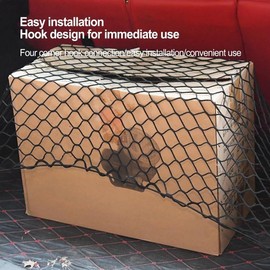Red de carga elástica para maletero de coche, 70 x 70 cm, organizador de almacenamiento de malla de nailon con 4 ganchos, apto para SUV, camión, MPV, camioneta, red de equipaje negra