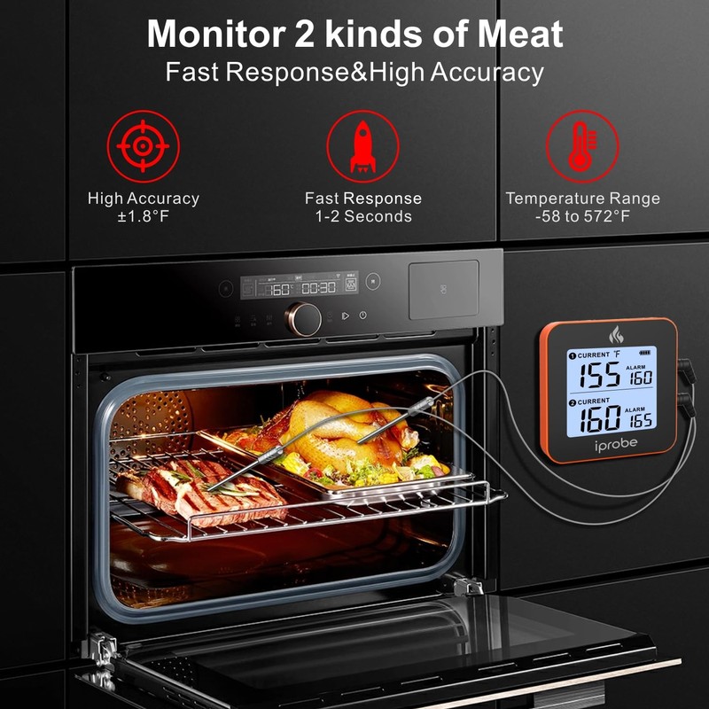 iProbe 600 ft Range Digital Wireless Meat Thermometer with 2
