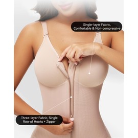 M MYODRESS Fajas Colombianas Moldeadoras Waist Trainer Postpartum Compression Garment Shapewear Shaping Girdles with Zipper Crotch Tan L